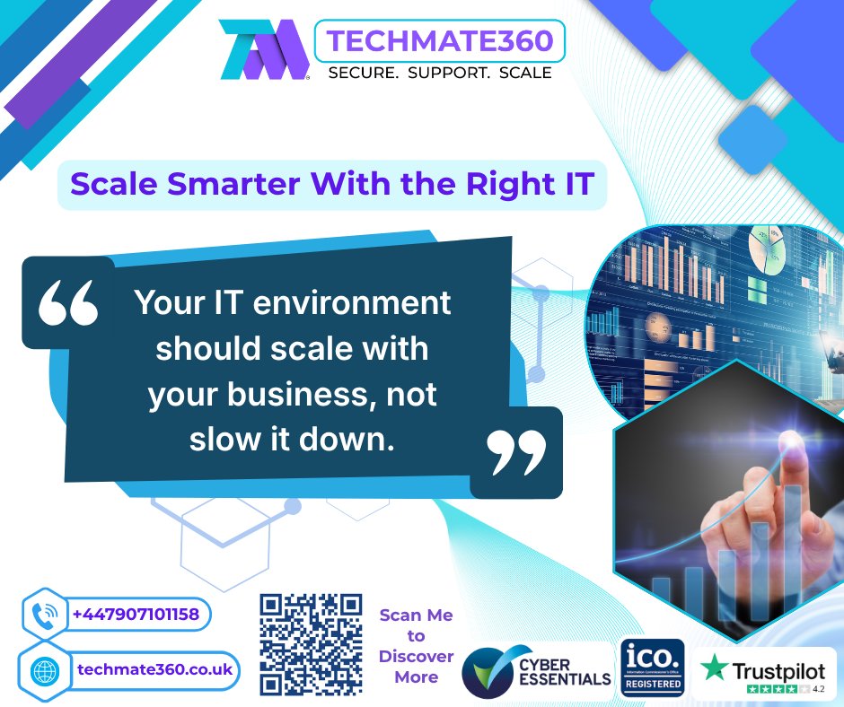 TechMate360's tweet image. Your business is growing - your IT should keep up, not hold you back. 🚀
Scalable, smart, and future-ready IT with TechMate360.

#TechMate360 #ScalableIT #BusinessGrowth #BusinessEfficiency #ITStrategy #FutureReady