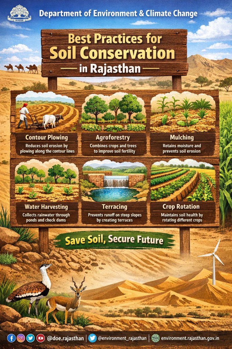 Save Soil , Secure Future.....

#rajasthan #Jaipur #mulching #airquality #aqi
#savesoil #soilconservation #terracing
#GreenRajasthan
#PollutionFreeRajasthan
#PollutionControlBoard
#ReduceAirPollution
#climateaction #Cleanair
#greenfuture
#environnement