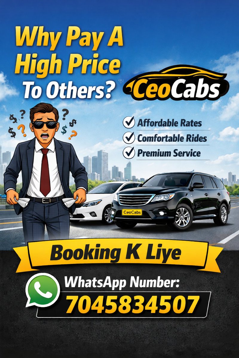 CeoCabs's tweet photo. “Why Pay More When CeoCabs is Here?”
Fast, reliable &amp; budget-friendly rides – Book now on WhatsApp 7045834507 https://t.co/kWirUY227d