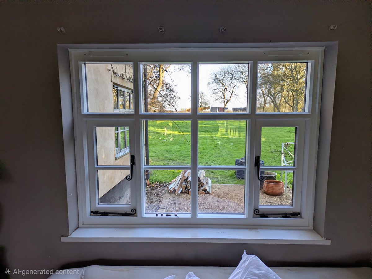 HarlestonJoiner's tweet photo. These 4 windows were manufactured and installed by us recently.
Replacing old rotten, singled glazed windows. These new hardwood, double glazed and draught sealed windows will make a big difference. 
Fully spray finished in Farrow &amp; Ball Moles Breath No.276 on the exterior.
😀 https://t.co/ciNN2Xli7G