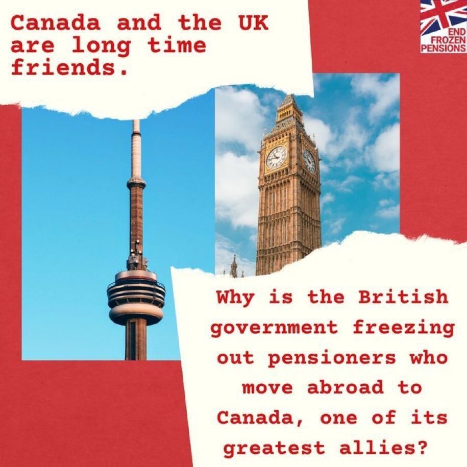Friendships between allies should mean something.

But <a href="/Keir_Starmer/">Keir Starmer</a> is forcing 100,000+ UK State pensioners in Canada to struggle ❄️

It’s time for the British government to put its money where its mouth is.

Support overseas pensioners whose pensions have been unjustly frozen.