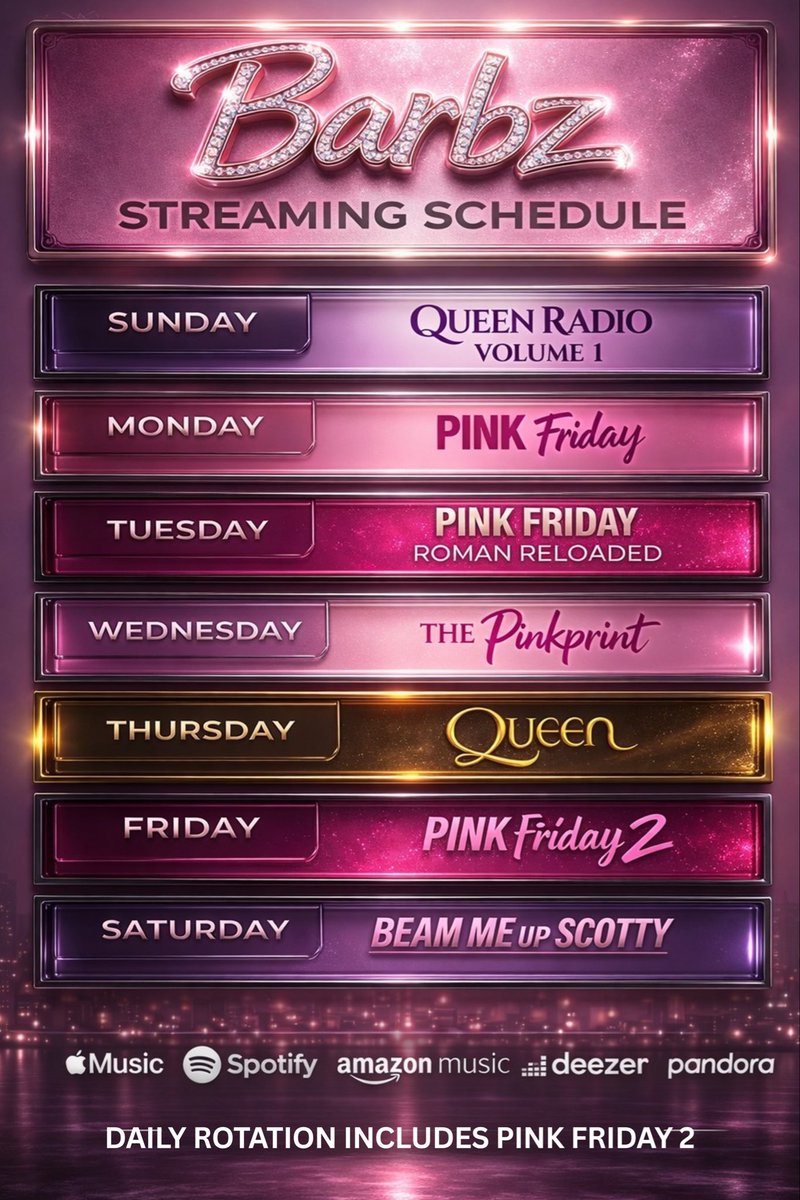 onikaa4life's tweet image. GOOD MORNINNNN BARBZ ‼️ 

Today is the day to stream THE PINKPRINT X PINK FRIDAY 2

WHO WANTS TO JOIN ME?

Come on Barbz,we need you
 Let's do this together 😎🎧🎶👑🦄

open.spotify.com/playlist/3RyS1…

open.spotify.com/playlist/0yBUF…

#NickiMinaj #Barbz
