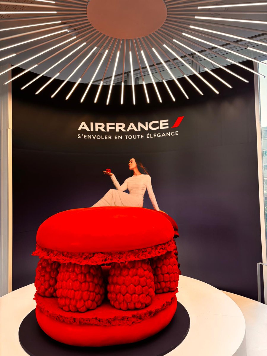 Les visiteurs et personnels du siège Air France peuvent découvrir grandeur nature les accessoires réalisés par les d’artisans français d’exception, qui ont imaginé les pièces uniques spécialement conçues pour chaque visuel : siège wifi 🛜, gateau géant 🍰 ou jupe symbolisant le