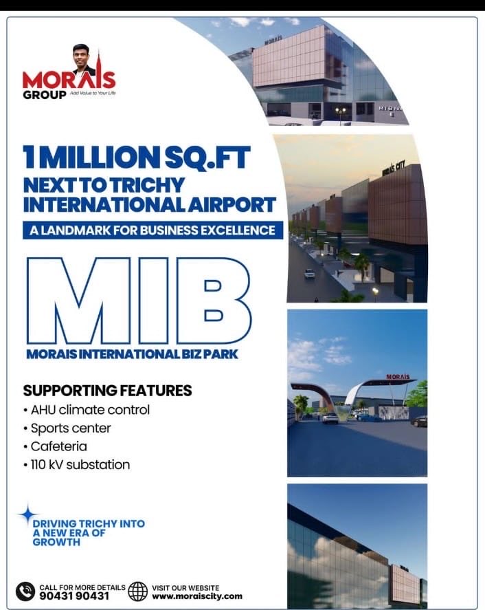 Updatestrichy2's tweet image. 🏗️ 🚧 Update of Morais Int Biz Park Tower A &amp;amp; B build up Space over 3L Sqft can accommodate 3500+ seats 

♦️Tower A - B+S+4 F 
♦️Tower B - 3B+S+7F 
♦️Substation
♦️Cafeteria Blocks 
♦️MIB Total Project Size - 1 Million sqft

#Trichy #IT #ITES #BFSI #Officespace