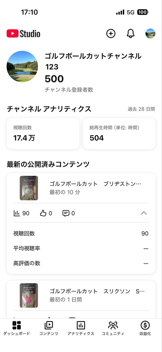 golfballcut's tweet photo. チャンネル登録500人達成！ https://t.co/P4jZWydC9u