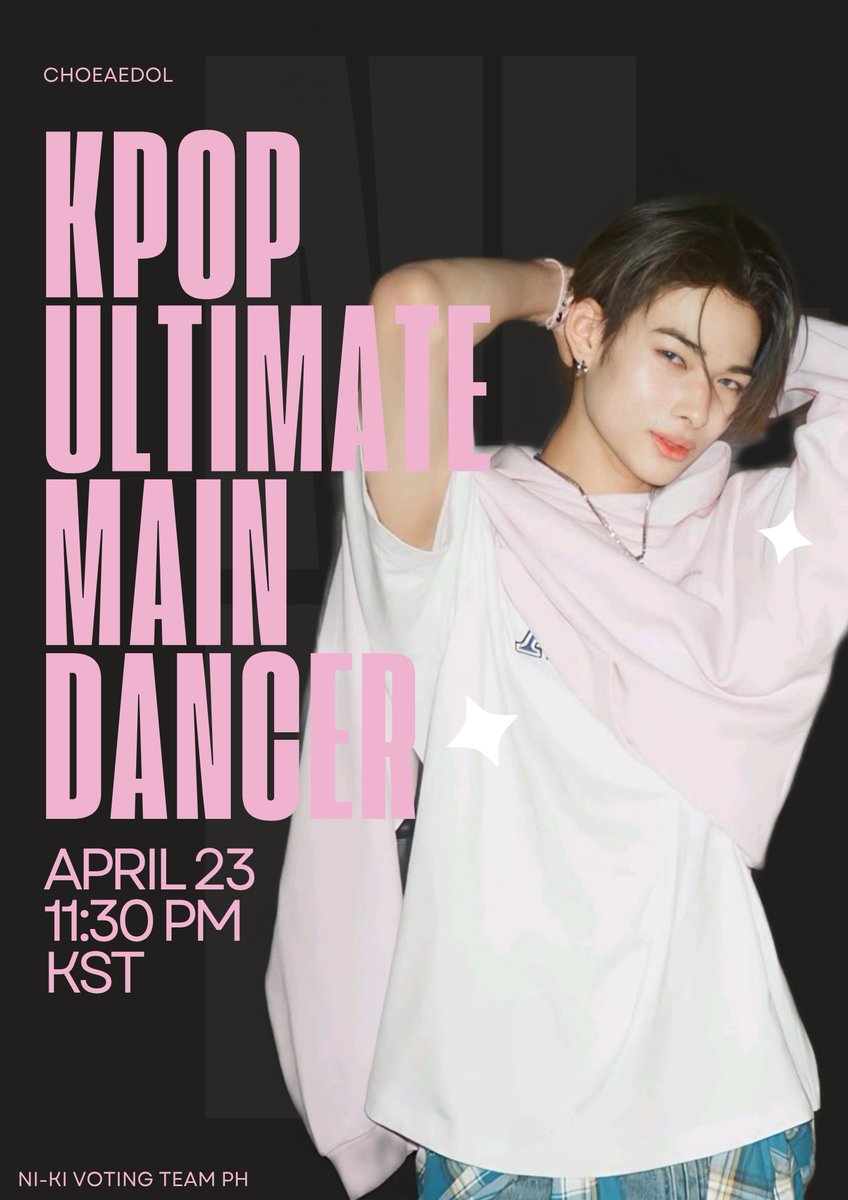 nikrangvotes's tweet photo. Hello, Nikrangdans!

Ni-ki has been nominated for UPICK Dancer (Male) on Upick and K-pop Ultimate Main Dancer under the Theme Pick category on Choeaedol.

We encourage all Nikrangdans to collect votes on both apps and do our best to win this for Ni-ki.

With his song cover coming soon, we can use the ad rewards to help promote it—so let’s make sure to secure this win!

🐥 CHOEAEDOL (Kpop Ultimate Main Dancer) 
🔗 : https://t.co/TOBnFZKX5E
📅 : April 23 | 11:30pm KST

🐥 UPICK (Upick Male Dancer) 
🔗 : https://t.co/Y3Ud1iAlbz
📅 : April 13 | 3:00pm KST

#NI_KI #니키 #ニキ #西村力 #ENHYPEN_NI_KI @ENHYPEN_members