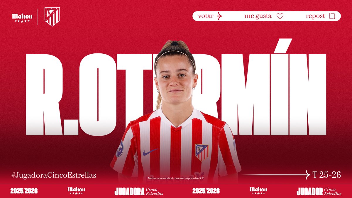 futbolmahou's tweet photo. RT o MG si crees que @OterminRosa ha sido la #JugadoraCincoEstrellas del @AtletiFemenino en marzo. (3/5) https://t.co/J3CUbj6aqV