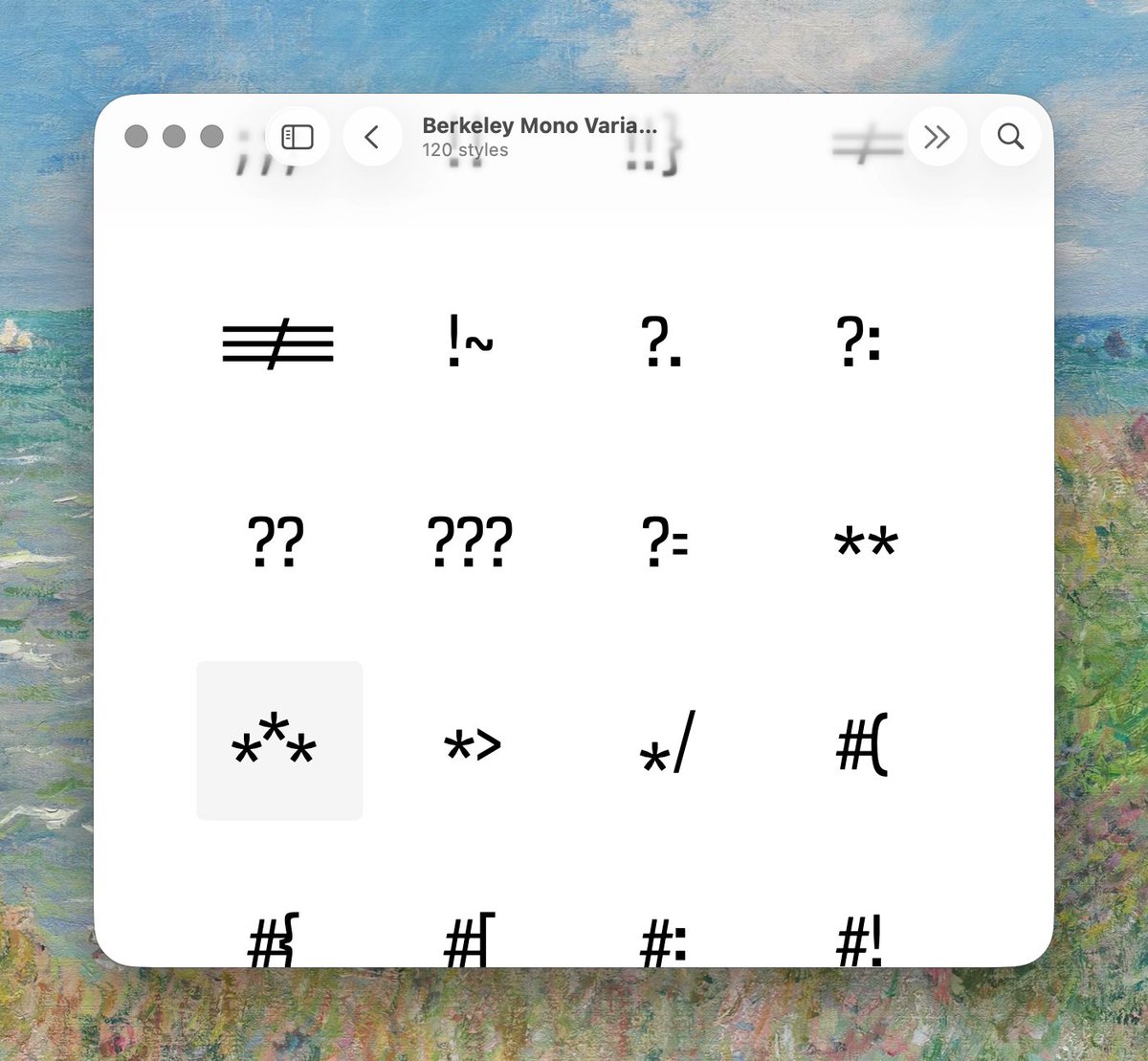 bedesqui's tweet image. unsurprisingly,
@usgraphics' berkeley mono's symbols slap