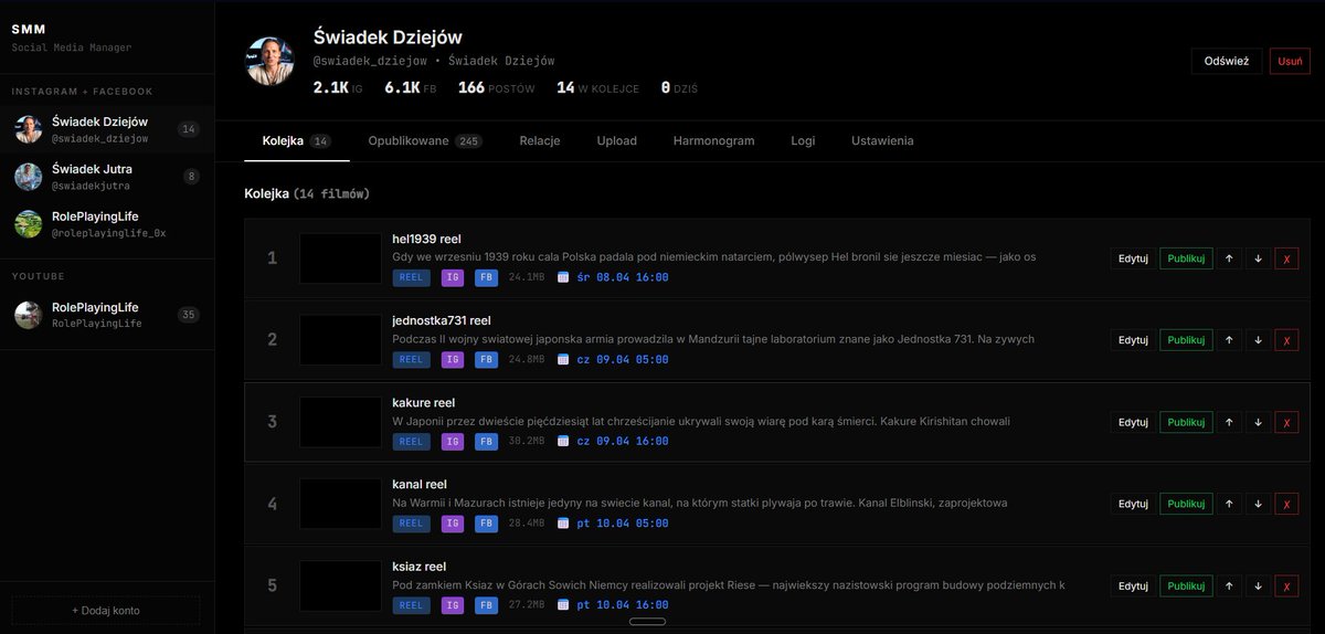 rpl_0x's tweet image. Darmowa apka do zarządzania social mediami, hurtowe publikowanie na różnych platformach, zarządzanie analitykami, autmatyczne odpowiadanie na komentarze i wiele więcej.

Robię mnóstwo narzędzi na własny użytek, kompa mam zawalonego rozkopanymi aplikacjami, skryptami które robię