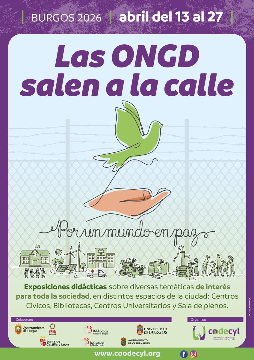 ATIM_Esp's tweet photo. ATIM participa en “Las ONGD salen a la calle” (13–27 abril, Burgos) con la expo “Estás a tiempo, coopera” en el Centro Cívico Vista Alegre. Acércate, conoce nuestro trabajo y súmate al cambio por un mundo más justo y solidario.

#ATIM #ONGD #Burgos #Solidaridad #UnMundoEnPaz https://t.co/d3vrBqZch8