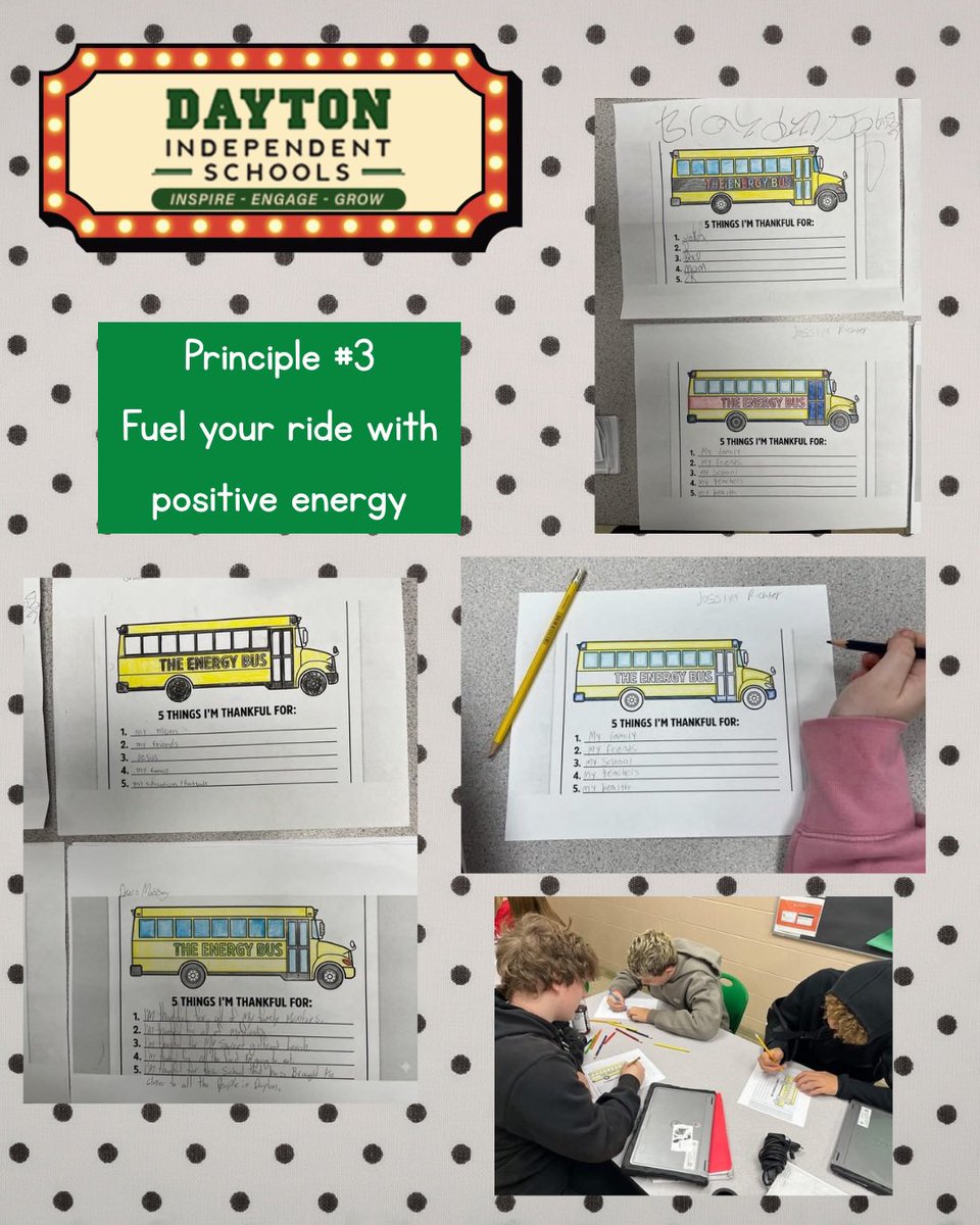 EnergyBusSchool's tweet image. Huge shout out to Dayton Independent Schools and how they implement Energy Bus principles daily! 💛💚 #schoolshoutout #EnergyBusForSchools #positiveenergy #loveyourpassengers #schoolculture