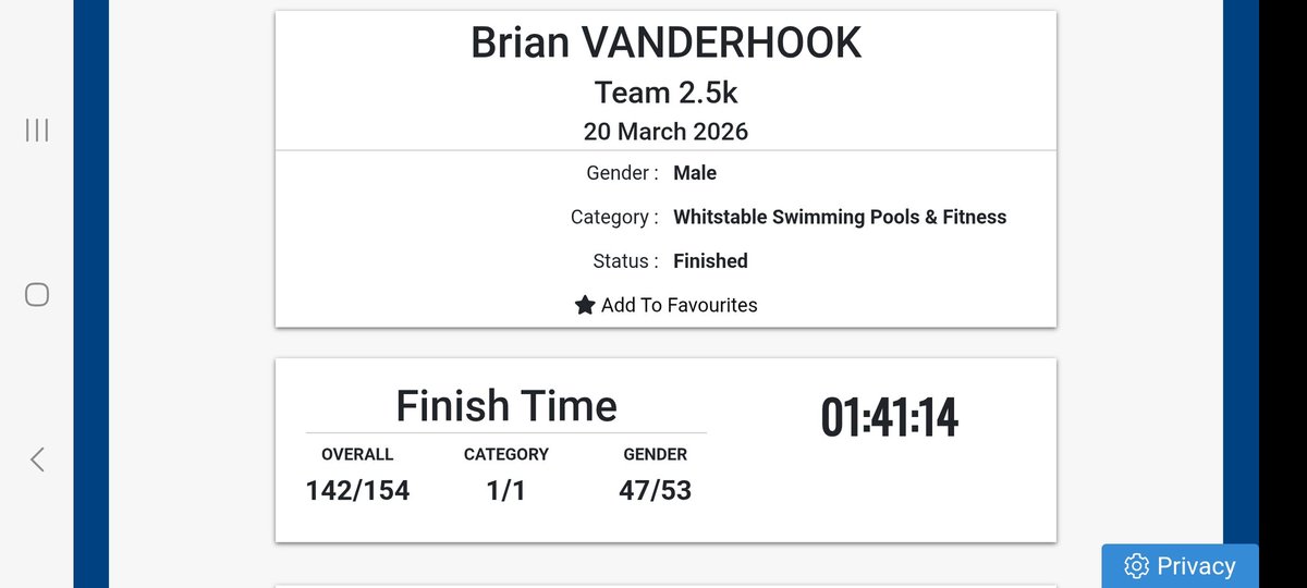 bvanderhook1's tweet photo. Results of the swimathon great effort from our family team 2.5k swam two members over a certain  age  🤣 https://t.co/lmhDXYSAFc