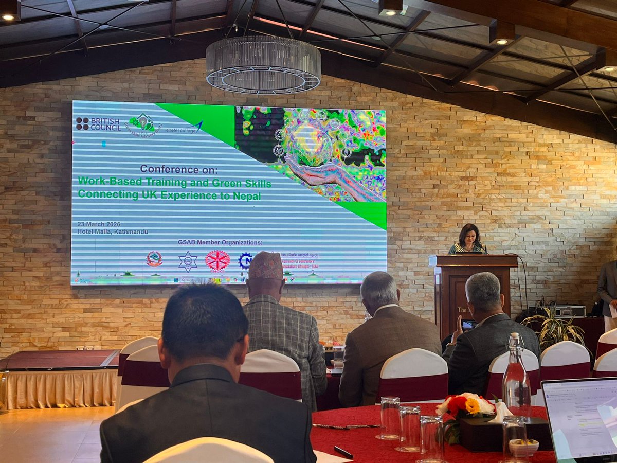 npBritish's tweet image. A conference on “Work-Based Training and Green Skills: Connecting UK Experiences to Nepali Context” was held on 23 March, convening stakeholders from Nepal and the UK to advance dialogue on apprenticeships, employer-led training and green TVET. 

#GreenSkills #WorkBasedLearning