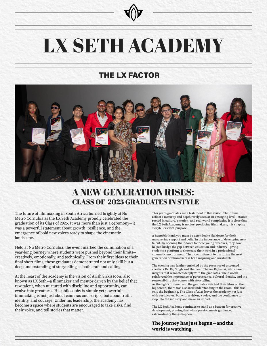 LXSETH's tweet photo. The Lx Factor Magazine is officially OUT now!

In this powerful new feature, we celebrate a major milestone for the Lx Seth Academy — the graduation of the very first class of 2025 this past March. https://t.co/AeMLxwXstL
