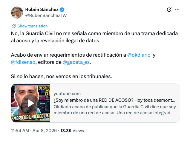 SoyMRBerta's tweet photo. Tongo.
@RubenSanchezTW utiliza la ley que obliga a publicar su escrito (rectificación) sí o sí (aunque no tenga razón)
** NO demanda por difamación (Derecho al honor) **
Siempre jugando con las palabras y mintiendo.
#Facuo https://t.co/DZ3W9ttWxd