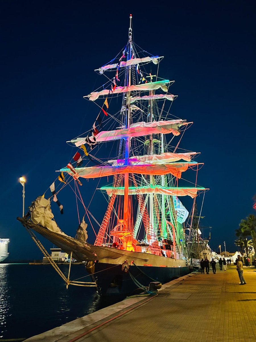 PIB_India's tweet image. INS Sudarshini, the Indian Navy’s Sail Training Ship, departed the port city of Sète on 07 Apr 2026, marking successful culmination of her participation in the renowned Escale à Sète. This biennial festival is amongst the largest maritime gatherings in the Mediterranean,