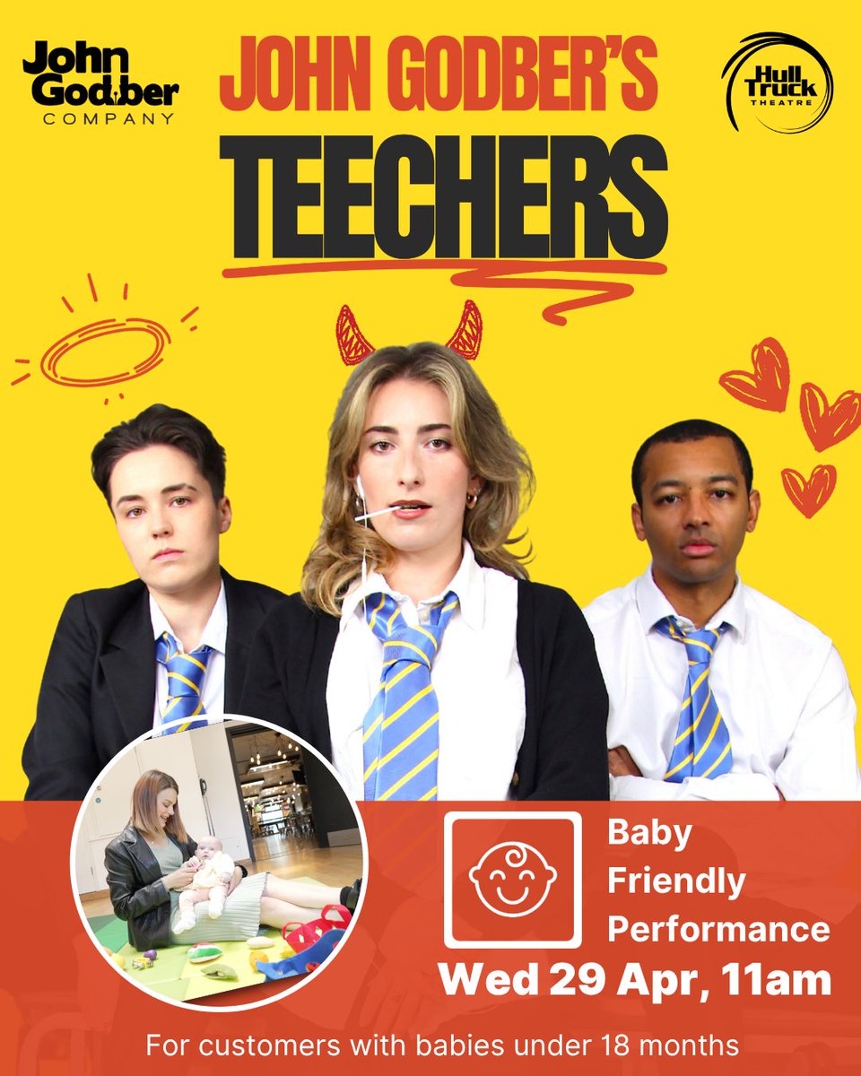 HullTruck's tweet image. 🍼 Join us for Baby Friendly [BF] Performance of John Godber's Teechers! 🎭

For more information, please visit bit.ly/46dZLcZ 🚼

Book tickets now for Wed 29 Apr, 11am by calling 01482 323638 or online via bit.ly/4cejPhm ☎️🔗

#BabyFriendly #Teechers #Hull