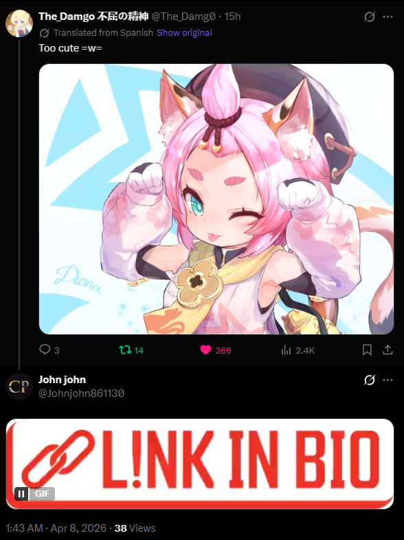 Daloliguy's tweet photo. I don't usually use my platform for this but this is important

please report @Johnjohn861130 he replies to tweets with little girls
or lolis with a gif saying link in bio which most likely leads to CSEM

this is not acceptable and should get off the platform
thisisjustdisgusting https://t.co/Pjjwn2kwXX