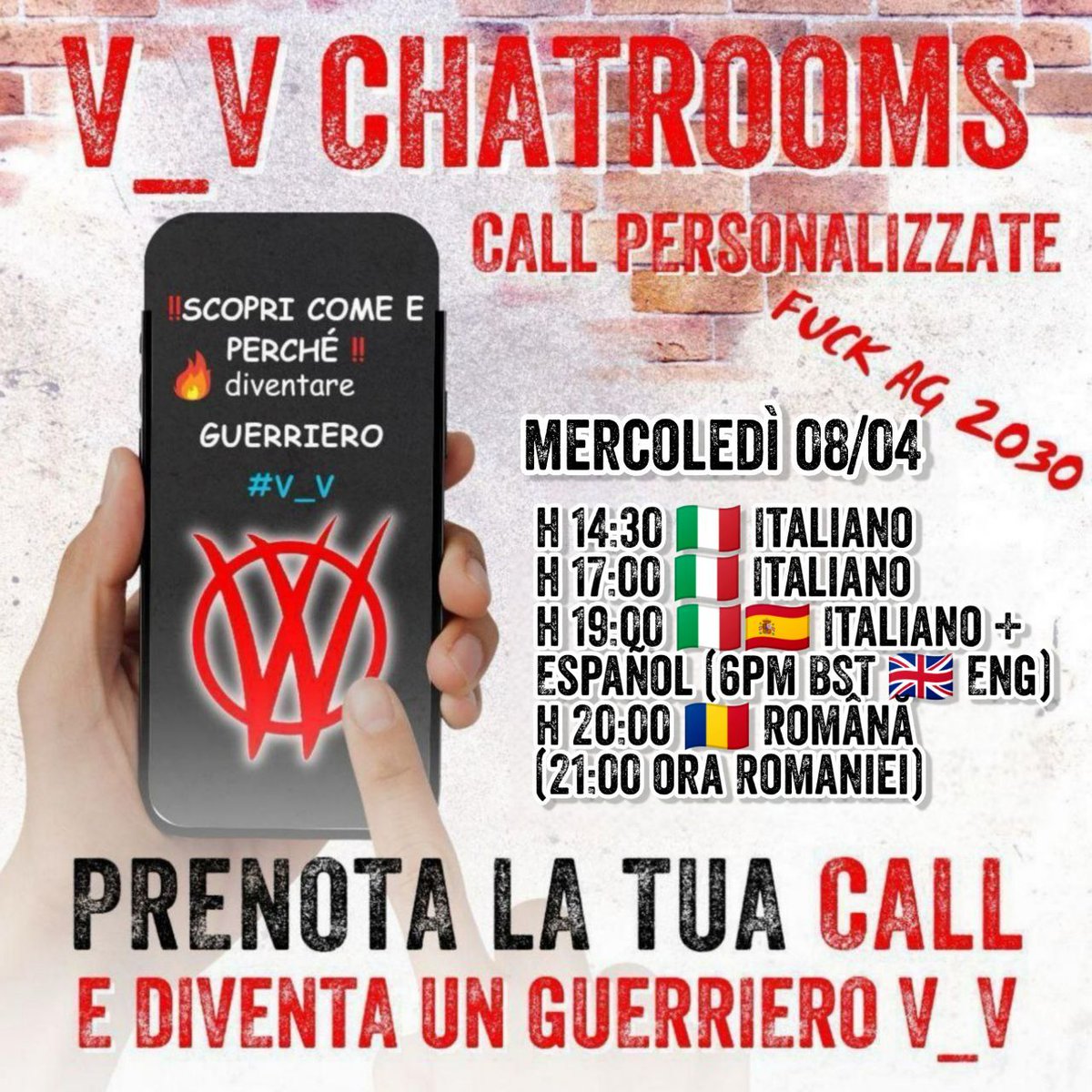 VIENI A PARLARE IN MODO RISERVATO CON UN GUERRlER0 #V_V CHE TI SPIEGA PERCHÈ L0TTlAMO E COME L0TTARE ANCHE TU

ON LINE OGGI
Mercoledì #8aprile
👇

h 14:30 🇮🇹 Ita
h 17:00 🇮🇹 Ita
h 19:00 🇮🇹🇪🇦 Ita+Esp 
(6pm BST 🇬🇧 Eng)
h 20:00 🇷🇴 Română 
(21:00 ora Romaniei)

t.me/+RpSTxOYoq2Q0Z…