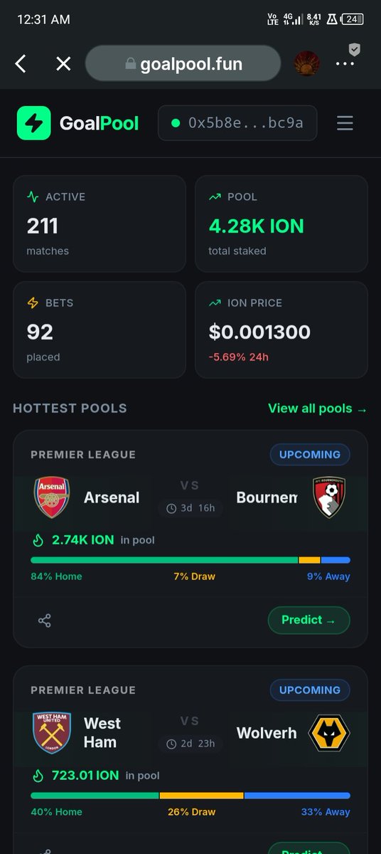 _Pankaj_Kumar_0's tweet photo. @kodd25 @ice_blockchain 🗿$ION Ecosystem🎯⚡ 

🚀Predict and Win Exciting Tournament and Matches Across World 🏆 DAPP 
💲it support $ION fees burn 1 % of total stake amount. 🔥🔥
👇👇
Use Refferal Code for Free 50 $ION Token 🎁
GP-5B8E27 
✌🏻or use Link to join below 👇 
https://t.co/c605e4dYwB

⚡🏆🚀🎉 https://t.co/3j081cMdrk