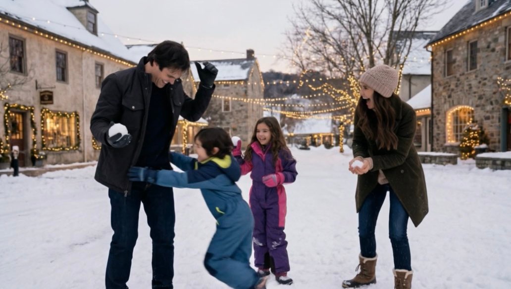 yurur_k's tweet photo. Damon ve Elena bir gün yoldan geçerken gördükleri kasabayı çok sevmişlerdir ve yeni yılı oradaki sevdikleri kafede çocukları ile beraber kutlamayı istemişlerdir gece olmadan biraz kar topu oynarlar  tabi Damon yanından ayırmadığı fotoğraf makinesiyle onları çekmeyi asla unutmaz https://t.co/NB2G7RF2kW
