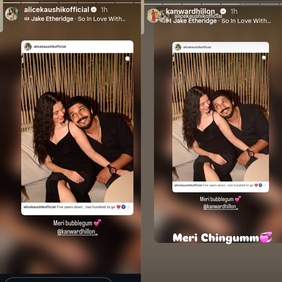 Shaguft22579525's tweet photo. Bubblegum 🖤 chingumm 
#KanwarAlice love language 🥹🧿🫶

#KDice #KanwarDhillon #AliceKaushik https://t.co/O8TtrxINPV