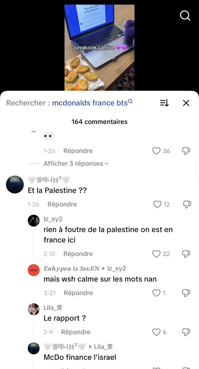 taeyonglee2602's tweet image. « Rien à foutre de la Palestine on est en France ici » y en a faut vous éduquez vous vous rendez pas compte de vos propos ?? Pour un menu Macdo ??? 💀