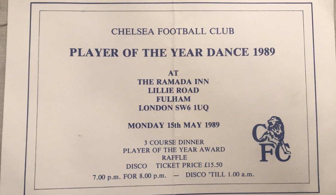 Garypw's tweet photo. Back in the 80s &amp; 90s when you went to a Chelsea Player of the Year Dance and normal fans could attend. You even had a player on your table.
God knows how much these clowns would charge now?
#chelsea https://t.co/rF1rsZjjlI