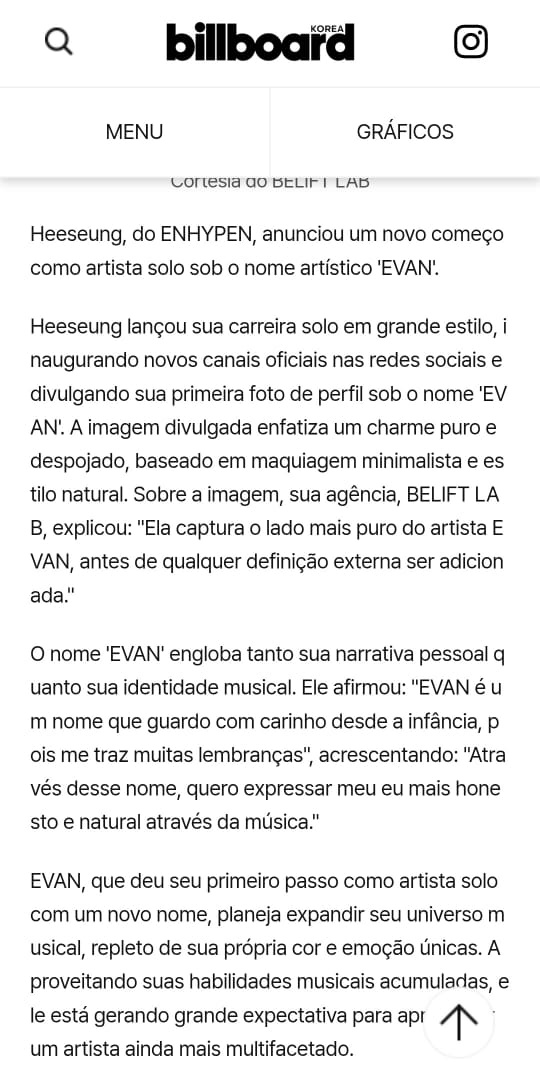 EN_7NATION's tweet photo. 🚨 BILLBOARD KOREA POSTOU UM ARTIGO ESCRITO "HEESEUNG DO ENHYPEN ANUNCIOU UM NOVO COMEÇO COMO ARTISTA SOLO SOB O NOME ARTÍSTICO 'EVAN'

– Oque vocês acham sobre isso? https://t.co/BqBT47vLev