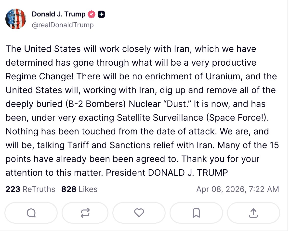 Trump says the U.S. plans to cooperate closely with Iran following what he describes as a “productive regime change.” The goal is to eliminate uranium enrichment, remove buried nuclear materials under strict surveillance, and negotiate tariff and sanctions relief. Some agreements