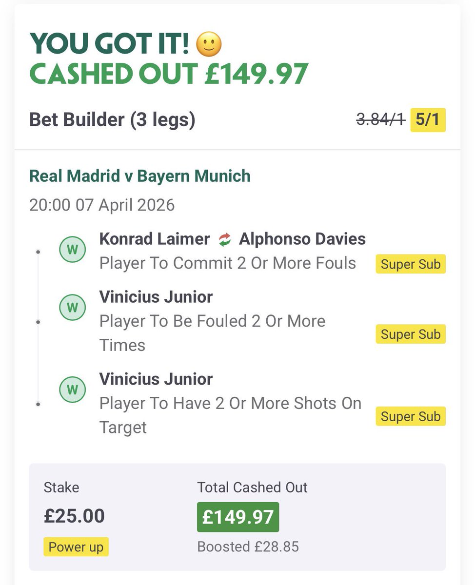 Ola_Ade14's tweet photo. Solid day in VIP 💷 

April profits up to 31 UNITS!

5/1 Madrid vs Bayern Builder ✅

18/5 Strikeouts &amp; First Inning Ties ✅

4.16/1 Tie and Strikeouts double ✅ (cashed out for £207 as full returns were £258)

Looking forward to a BIGGER day today! Tap in with us🤑 @kelsthekidd https://t.co/7EW6rjrfhc
