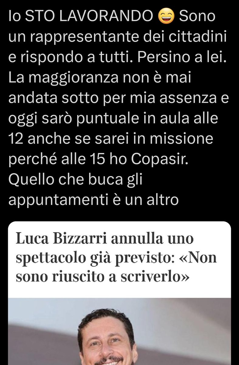 _a1_s2_d3_'s tweet photo. Risponde a tutti , sta lavorando ma soprattutto riunione #copasir ..
2 cazzate e una triste verità 😅

#borghi #lega https://t.co/N8ZeNKVked