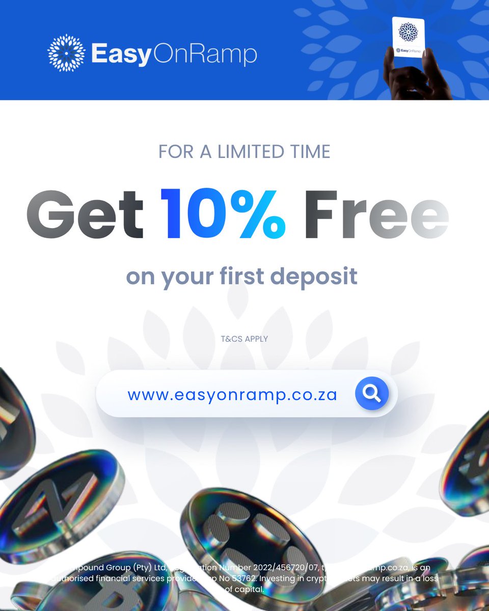 EasyOnRamp_'s tweet photo. APRIL IS THE MONTH FOR BONUSES!!!!

Sign up today and make your FIRST deposit to receive a 10% USDC Deposit Bonus!! 
e.g. $1000 deposit gets you $100 BONUS

BUT WAIT... There's MORE!

Refer a friend who signs up and makes their first deposit and receive 10% on their deposit amount too!!

PLUS...

Stake & Earn YIELD, OR Spend your Crypto Rewards with Our Crypto Card (Launching soon!)

SIGN UP NOW - Thank us later! 👇👇
https://t.co/JZGBgLNhlL