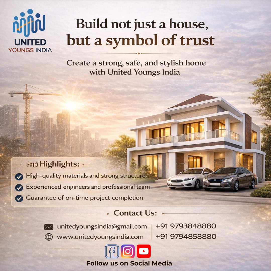 uyiconstruction's tweet image. Apna Ghar Nahi, Ek Vishwas Banayein
#ConstructionCompany #DreamHome #BuildingConstruction #HomeDesign #CivilWork #UnitedYoungsIndia #QualityConstruction #ModernHomes #InteriorExterior #HouseConstruction #EngineeringExcellence #SafeAndStrong