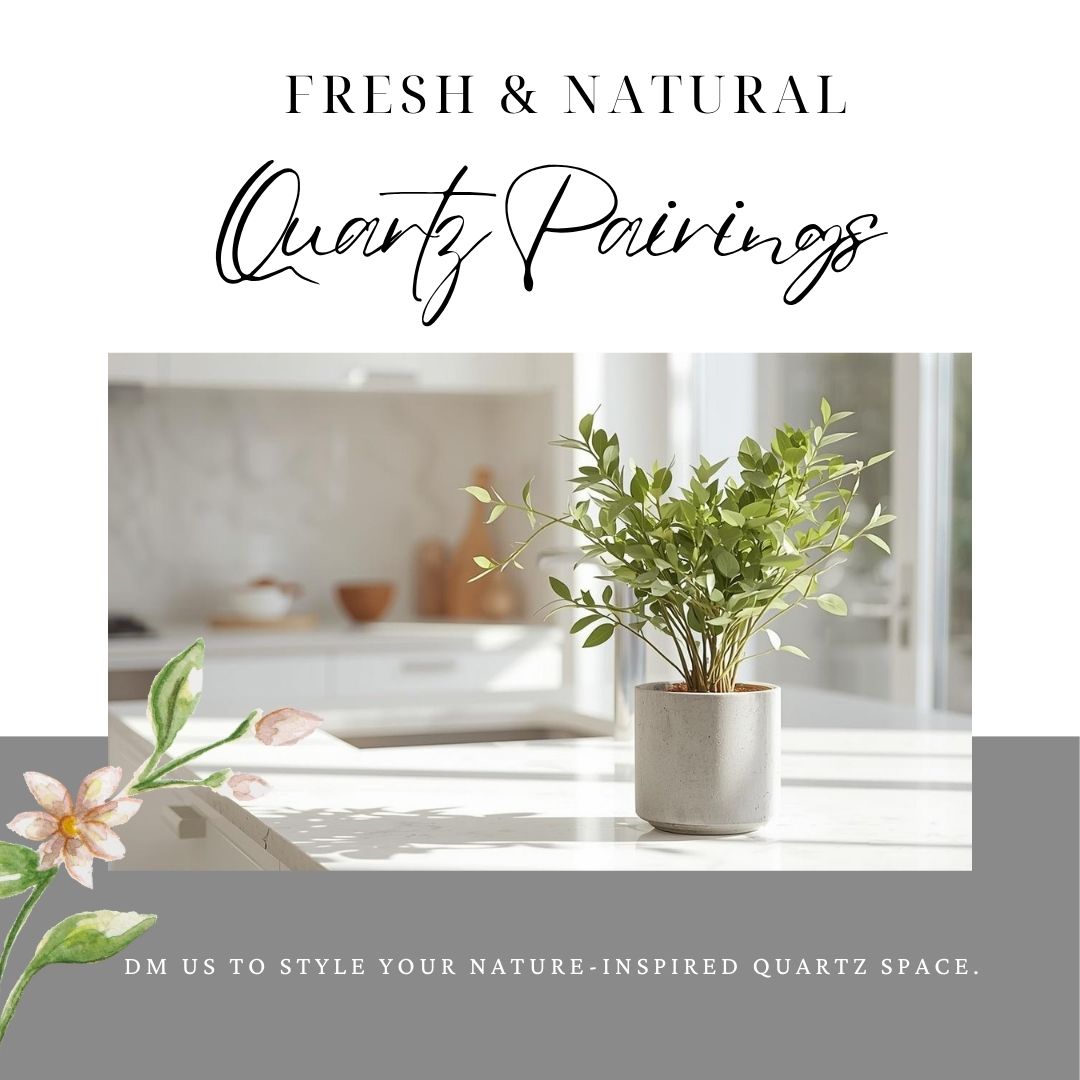 OrleansStone's tweet photo. Pair natural greens with light quartz for a renewed, grounding kitchen aesthetic. DM Stone Interiors in New Orleans to style your kitchen &amp; bathroom quartz space. https://t.co/uFJDZnpEYU #QuartzDesign #NatureInspired https://t.co/NwUrSYDrAj