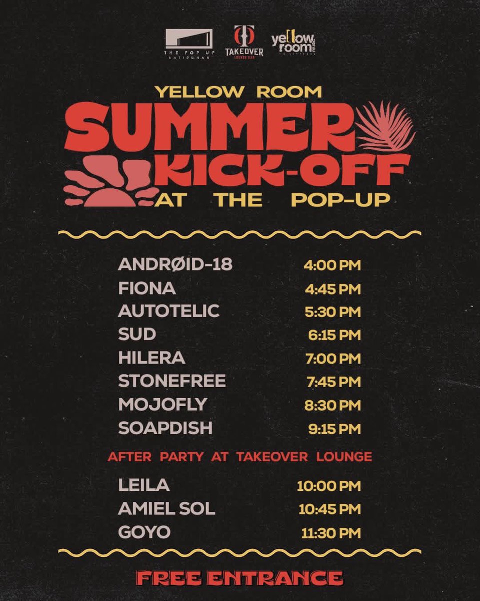 Free show sa Pop Up at TakeOver Lounge c/o Yellow Room. 🖤