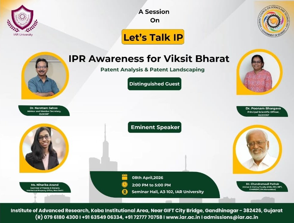 iplab_bhavnagar's tweet image. Informed and inspired! Attending today's session on Patent Analysis &amp;amp; Landscaping. Understanding IPR is key to fueling India’s innovation. Great initiative by @GUJCOST—thanks for the opportunity! 🚀 #ViksitBharat #IPR #Innovation #PatentSearch #LetsTalkIP