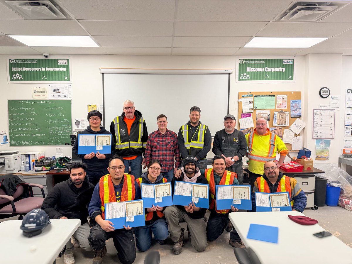 capei's tweet photo. Congratulations were in order last week as we celebrated the graduation of participants from the Skilled Newcomer in Construction Program! 👏

Best of luck to everyone as they begin the next chapter of growing their careers in the construction industry here on PEI! 🏗️ https://t.co/kVgMwtztAN