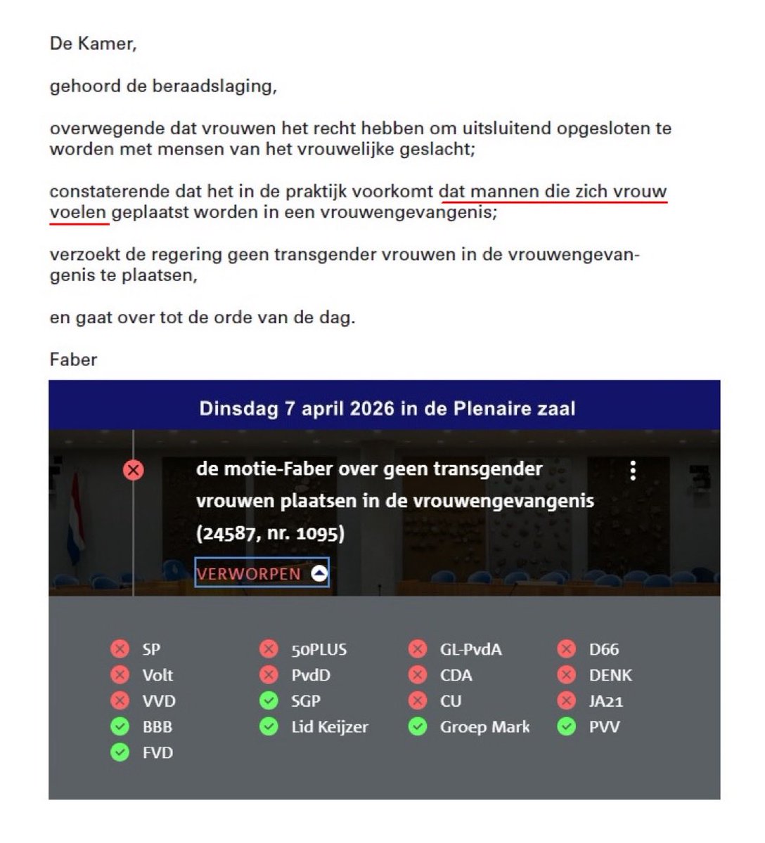 ZetelZuur's tweet image. De Nederlandse #politiek wordt met de dag gekker: de linkse kliek heeft een motie verworpen die de groei van woke-beleid moest afremmen.
Deze WOKE BULLSHIT moet stoppen…❌

#motie #TweedeKamer #WOKE #links #Nederland #PVV