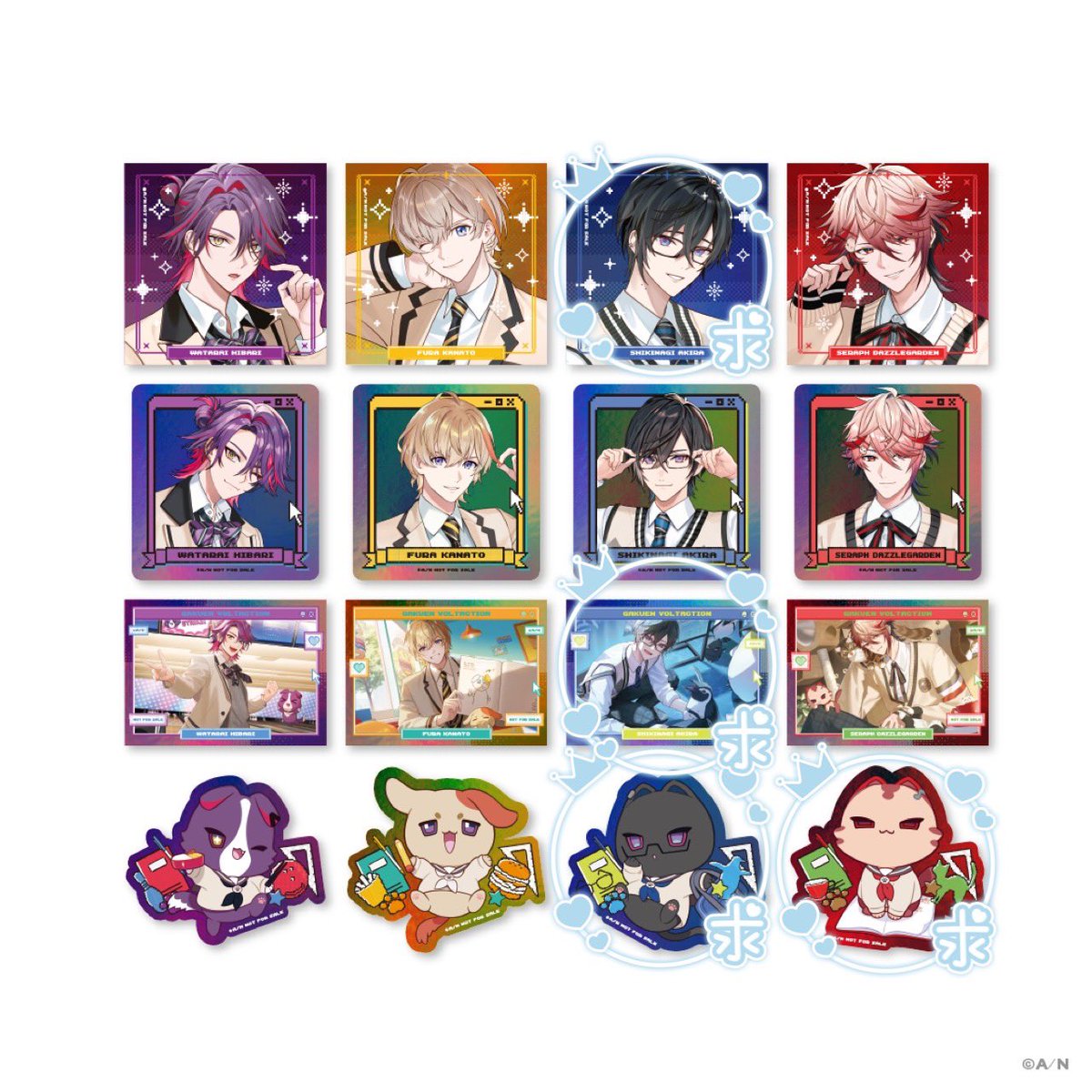 skym283's tweet photo. 【にじさんじ/学園ゔぉるたくしょん/VOLTACTION/特典/ホログラムステッカー/交換】

譲)画像1枚目参照

求)画像2枚目参照(各1)

纏めて交換可能な方優先の為、お返事にお時間いただく場合がございます。
検索からでもお気軽にお声掛けください。 https://t.co/uITXv8QTKx