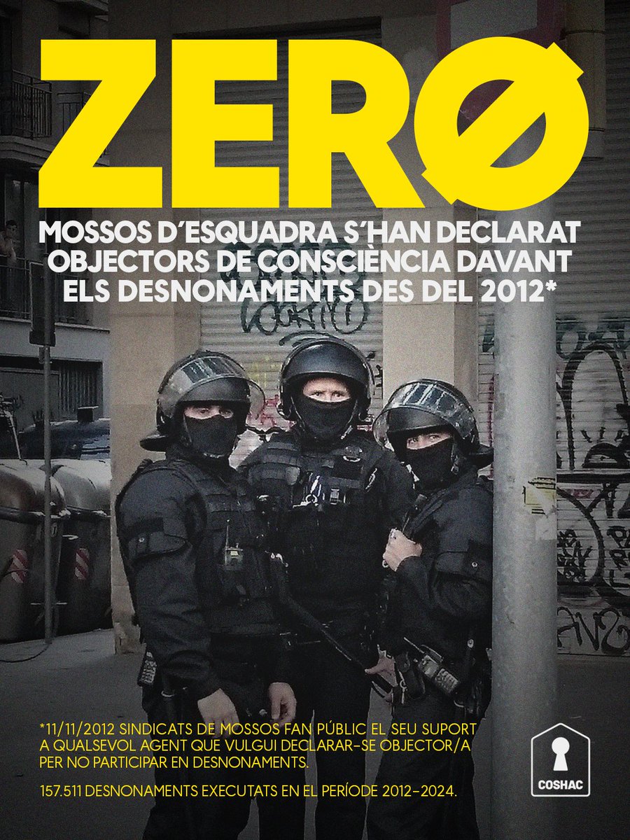 coshac_sindicat's tweet photo. 🟡 Segons les dades oficials, des del 2012 s'executen 33 desnonaments cada dia a Catalunya. Això no seria possible sense la participació i la complicitat de molta gent: des dels jutjats a les comissaries, passant per les institucions. https://t.co/coqSsAd5or