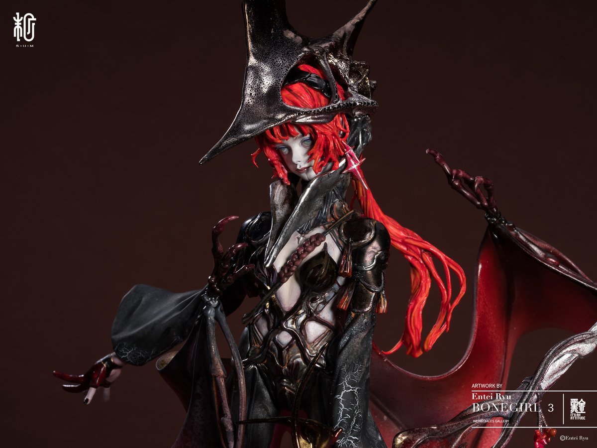 SUMART_official's tweet photo. 【お知らせ】Entei Ryu作品『BONEGIRL3』塗装済み完成品の予約販売を開始しました。
自社工房にて丁寧に仕上げます。完全受注生産！     
■ 商品価格：77,000円    
■ サイズ：全高:29cm 全幅:38cm 奥行:23cm  
■ 限定数：66体 
https://t.co/fQvRVx5yyc https://t.co/ruCkAPqIUR