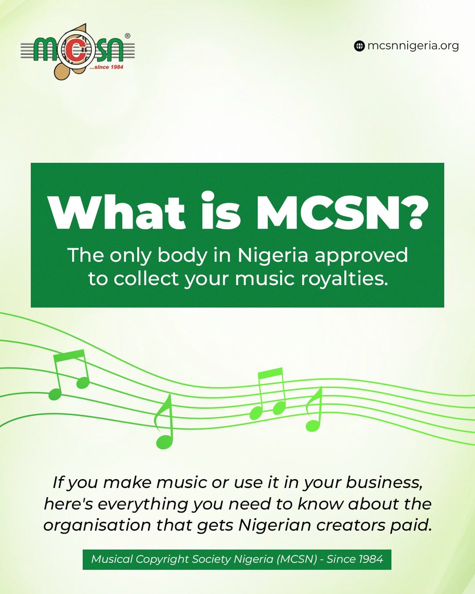 Musical Copyright Society Nigeria (MCSN) tweet media