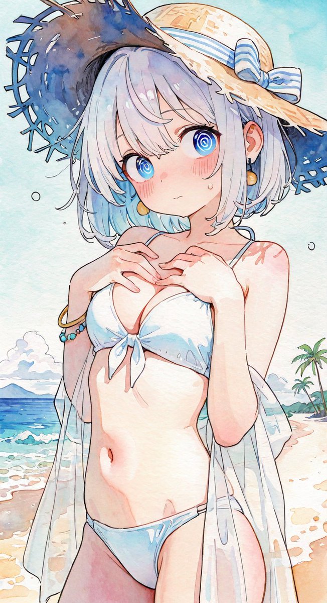 _momiji_dayo's tweet image. う～～～～み～～～～
#illust 
#beachwear 
#水着