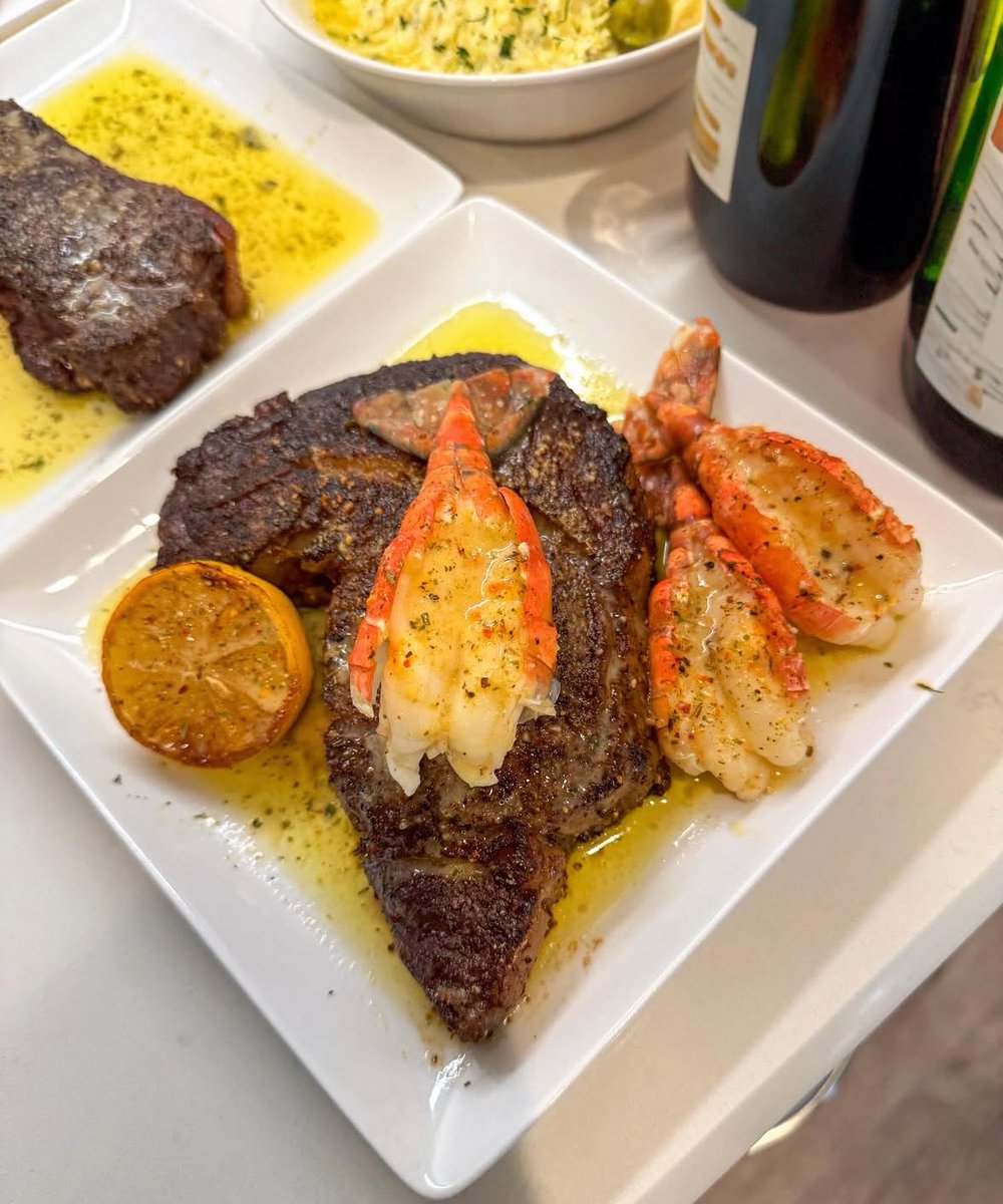 LeCoucouNC's tweet photo. What drink can make this surf n turf platter a 10/10 meal 🥘? https://t.co/ILSgFxHPfe
