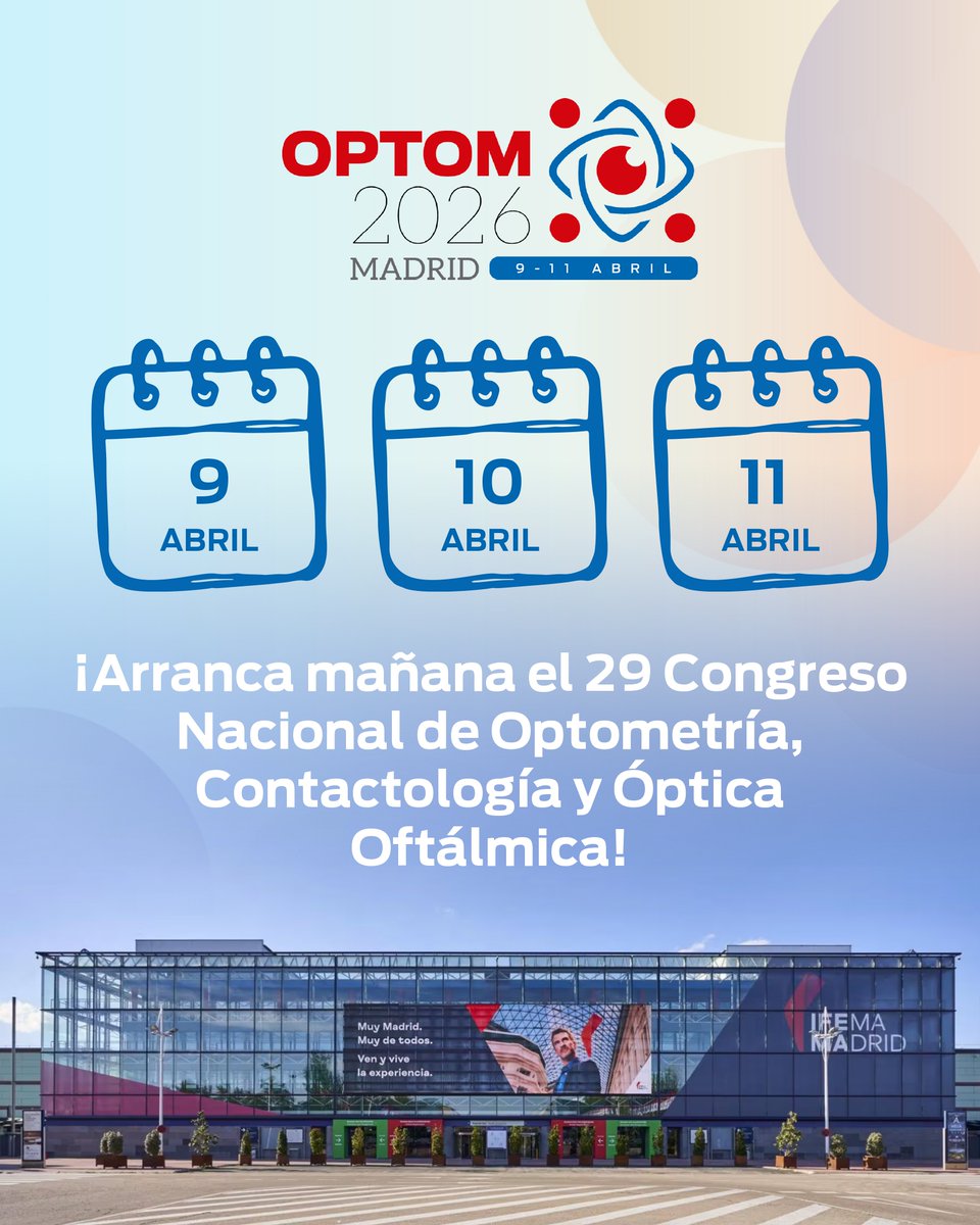 Cgcoo_es's tweet photo. 👌 ¡Todo listo para que comience #OPTOM26!

⏳ Mañana, 9 de abril, y hasta el sábado, nos esperan unas jornadas muy completas con la intervención de destacados expertos. 

🌐 Consulta la agenda completa aquí. 👇

https://t.co/v4FM6iJPRt https://t.co/8c1OrHj5xT