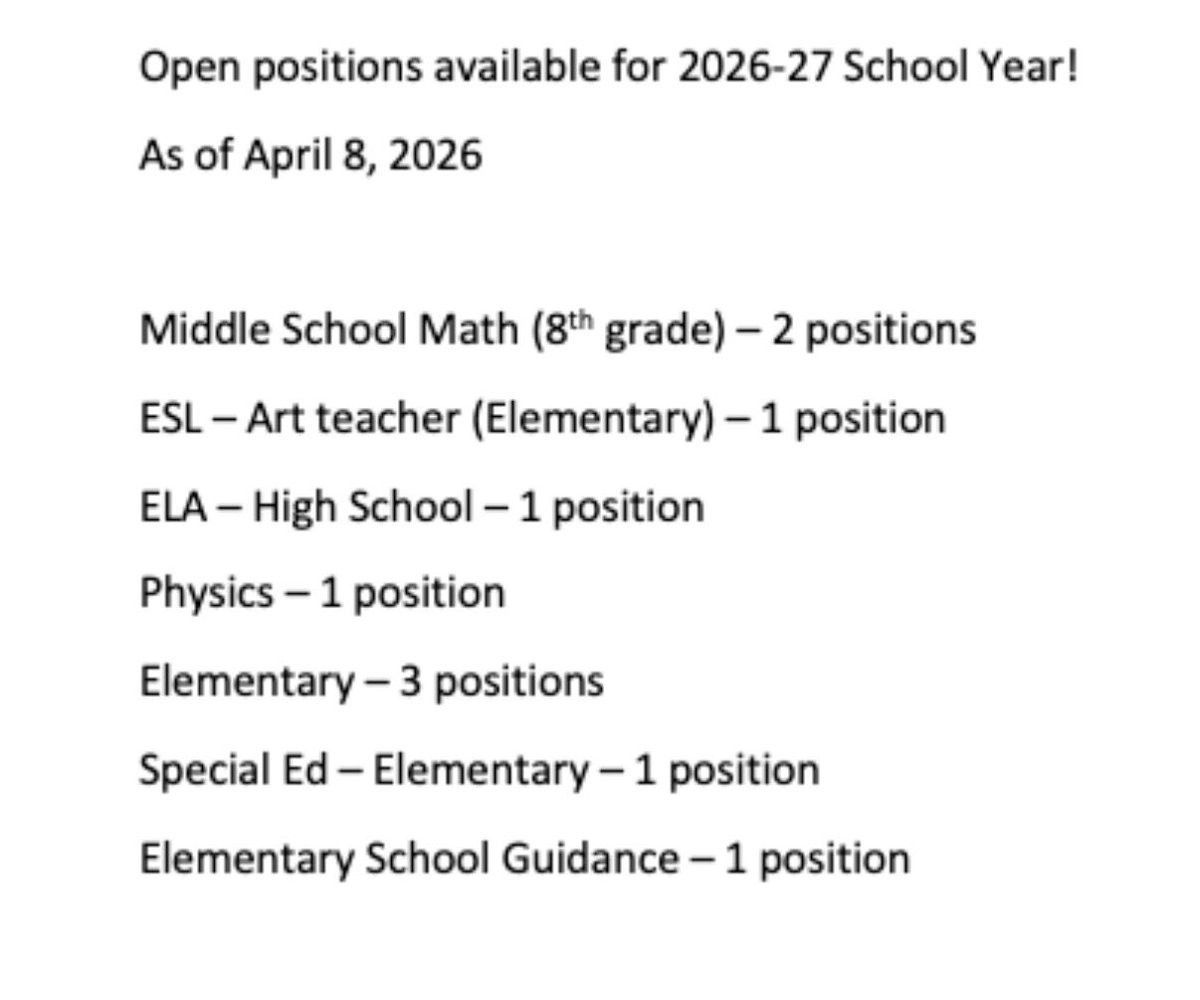 TASD_info's tweet photo. Here are some changes to teacher openings at TASD: https://t.co/Hn1fwvvjar