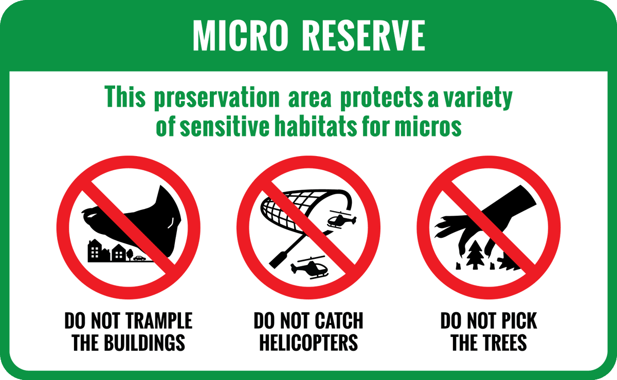 HansTheBunny's tweet photo. Just a silly 'Micro Reserve' signboard I did some years ago...
It's pretty useless anyway: macros never respect those prohibitions 😑😑 https://t.co/85lwIdOt3v