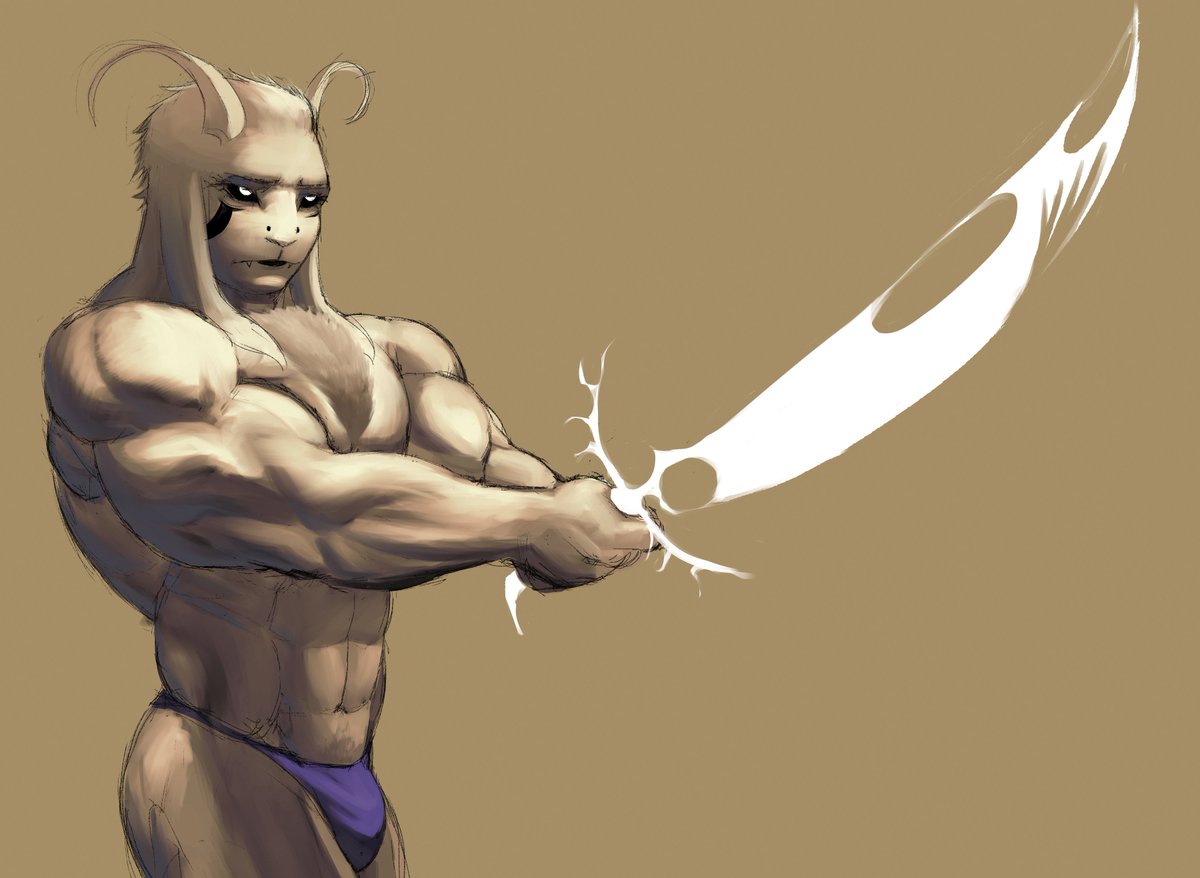 Weekly buff God of Hyperdeath Asriel anatomy practice. Third Conan the barbarian pose.
