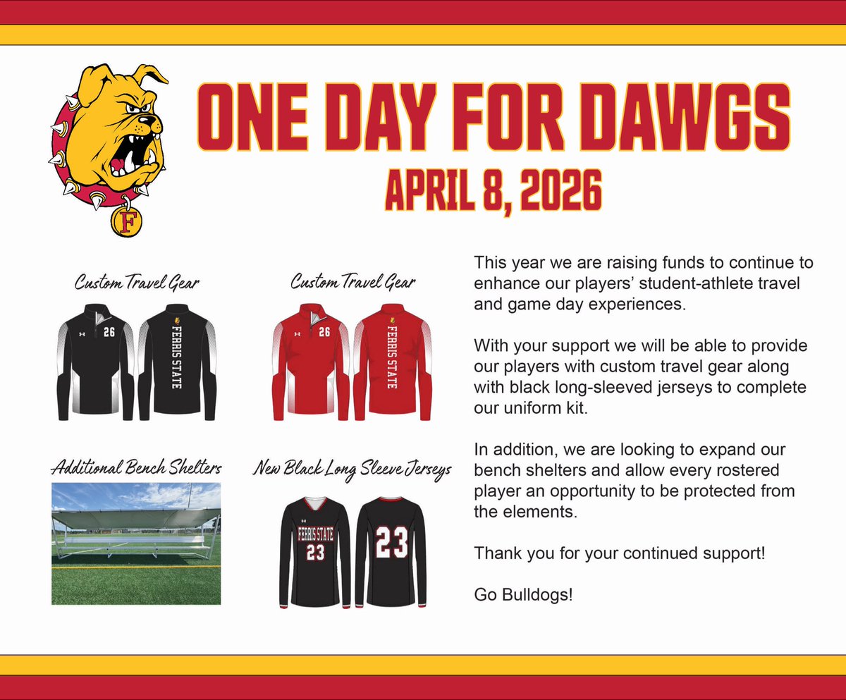 FSUWSO's tweet photo. One Day for Dawgs!

This year we are raising funds to continue to enhance our players’ student-athlete travel and game day experiences.

Thank you for your continued support!

Go Dawgs!

🔗: https://t.co/rx9CgLzJIC https://t.co/cEu3N2RsM5